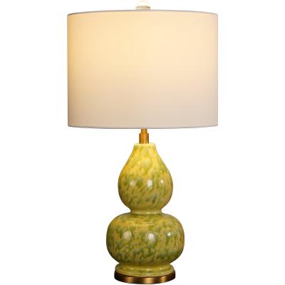  Yellow Ceramic Table Lamp with Fabric Shade