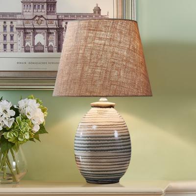 Ceramic fabric lampshade E27 gray table lamp