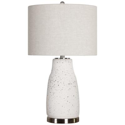 European Light Luxury Terrazzo Base Fabric Drum 1-Light Table Lamp