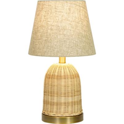 Fabric bedside lamp pastoral small lamp bamboo rattan table lamp