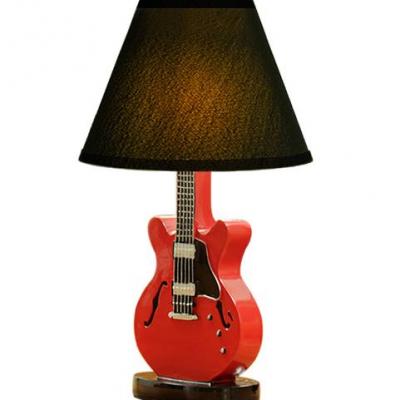 Modern creative cartoon table lamp red guitar lamp