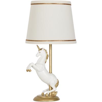 White unicorn bedside gold glitter table lamp